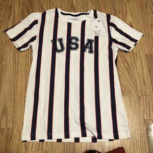 denim & flower ricky singh yourh boys striped USA crew neck boys Tee size 9/10